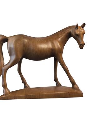 法式复古实木工艺品骏马摆件客厅卧室边柜茶室茶桌送礼装饰品马年