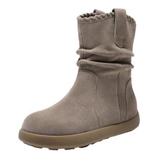 百丽复古堆堆西部休闲靴女冬季新款雪地靴加绒牛仔短靴B2826DZ5