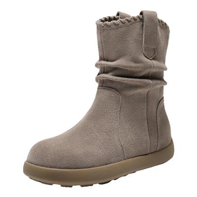 百丽复古堆堆西部休闲靴女冬季新款雪地靴加绒牛仔短靴B2826DZ5