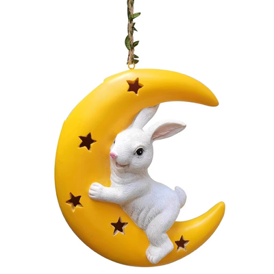 太阳能动物摆件灯户外可爱兔子月亮灯庭院造景装饰花园氛围挂树灯