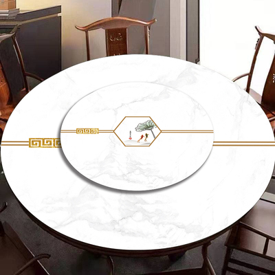 新中式大圆桌双层转盘圆桌垫皮革防水防油免洗餐桌垫桌布高级感