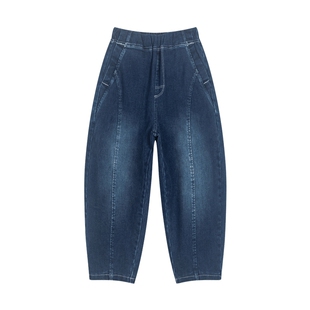 马拉丁童装儿童裤子冬装新款女童大童趣味加绒内里保暖牛仔长裤