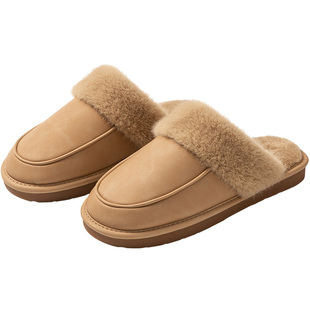 高级感皮拖防水棉拖鞋秋冬季女室内家居家毛绒加绒保暖男地板防滑