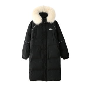 【明星同款】ER反光条中长款羽绒服男2026冬过膝90白鸭绒连帽外套