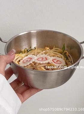 okmaji韩式304不锈钢大碗大号泡面双耳螺蛳家用专用粉餐具碗汤碗