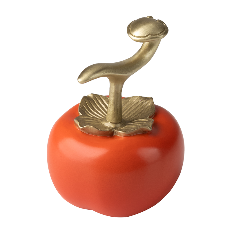 铜师傅《柿事如意》客厅桌面铜柿子摆件 家居装饰工艺品 新年礼物