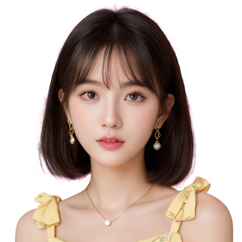 美禾真发修颜短bobo假发女全头套