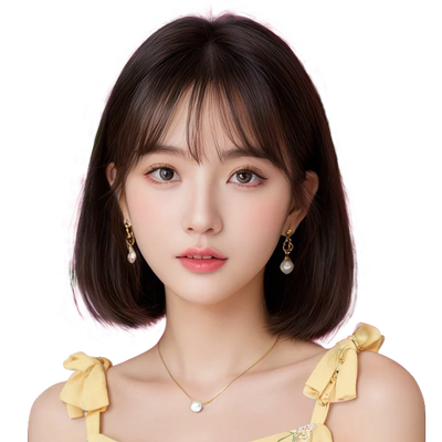 美禾真发修颜短bobo假发女全头套