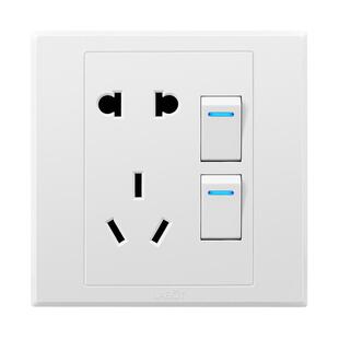 拉伯塔86型开关插座面板2开二开双开双控带5五孔插座二开五孔插座