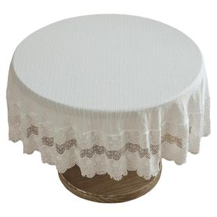 范居态度桃乐西法式白色蕾丝桌布高级感北欧台布野餐清新圆桌盖布