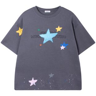 MUCMUKN【星星涂鸦】全棉亲肤潮牌五角星印花短袖T恤男童26夏新款