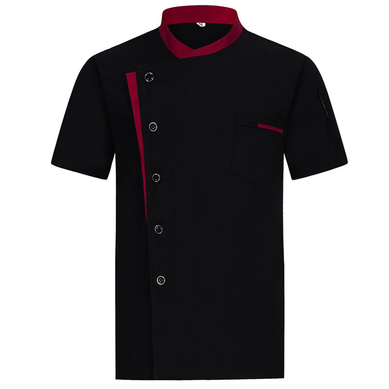 高档冰丝厨师服短袖加厚餐饮饭店面点烘焙学校厨师工作服纯棉短袖