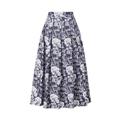 颜域百搭碎花高腰半身裙