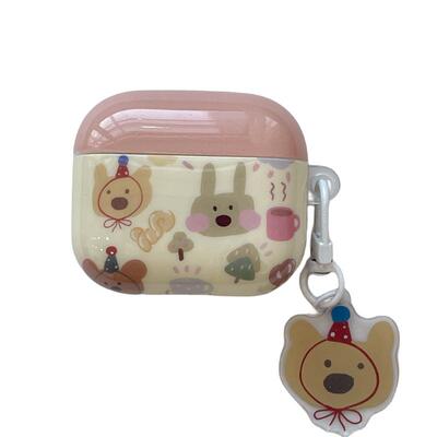 韩国卡通涂鸦小动物适用苹果耳机保护套airpodspro2无线蓝牙耳机壳三代airpods二代ipod耳机套airpods3保护壳