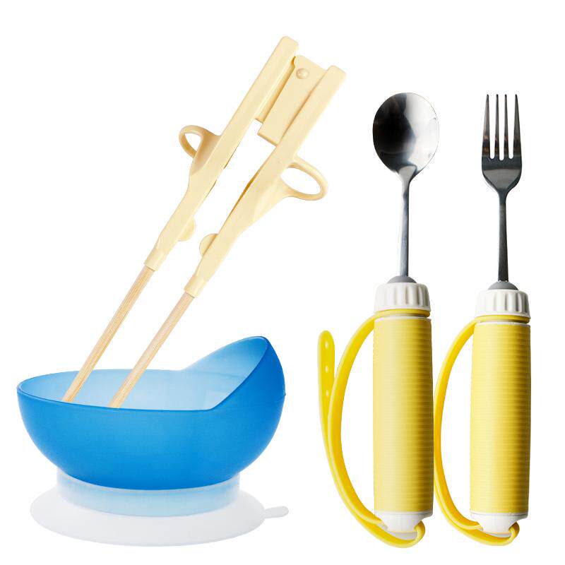 老人残疾人手抖左右手辅助筷子防洒辅食餐具叉勺吸盘碗吸管护理杯
