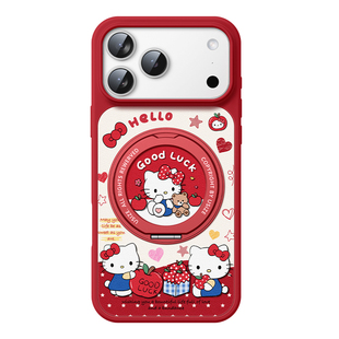 适用苹果17promax手机壳新款iphone16保护套防摔14plus全包硅胶magsafe磁吸带支架15pro多彩KT猫13pm支点外壳