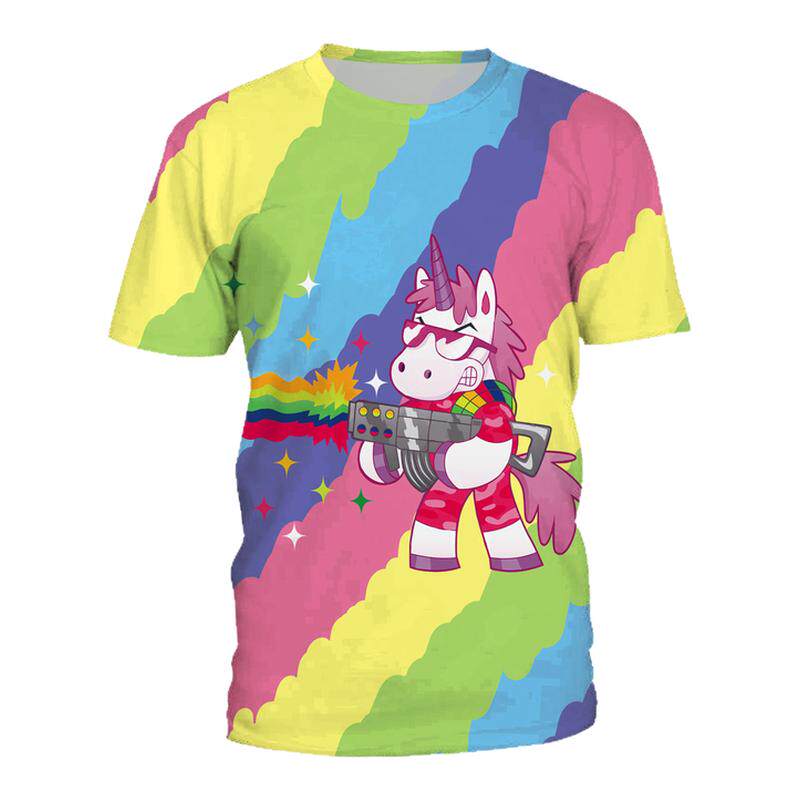 新款彩虹独角兽印花情侣装班服