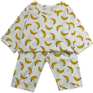 天童小野儿童优可丝家居服夏装纯棉空调服男童冰丝睡衣套装女童新