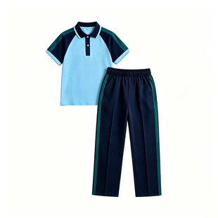 新款校服中小学生夏季短袖上衣长短裤清远市统一夏天校服运动套装