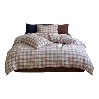 简约复古格子纯棉四件套