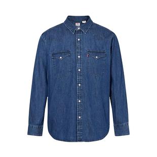 Levi's李维斯男士经典宽松蓝色牛仔衬衫时尚简约美式水洗情侣外套