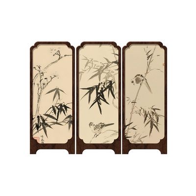 中古风墨竹小屏风桌面摆件
