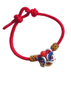 手工编结双联结小醒狮头红手绳本命年头顶南红玛瑙珠送礼佳品有盒