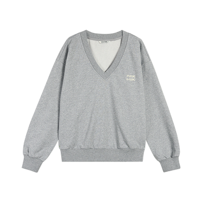 V领设计感印花宽松百搭卫衣