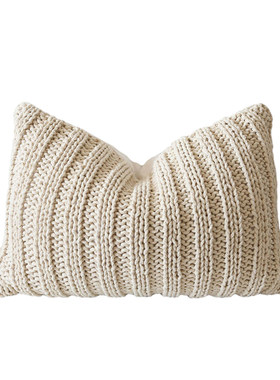 手工编织沙发靠垫腰枕抱枕方枕套