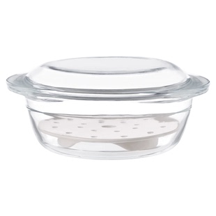 霜山微波炉蒸菜专用碗蒸鸡蛋羹玻璃煲耐热蒸盒带盖热馒头器皿蒸笼