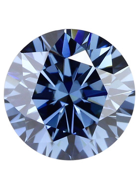 圆钻浅宝蓝色莫桑石裸石 正品美国进口八心八箭圆形合成碳硅石