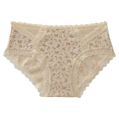 法式蕾丝边纯棉内裤女10A抗菌全棉加长裆纯欲风A类棉少女生三角裤