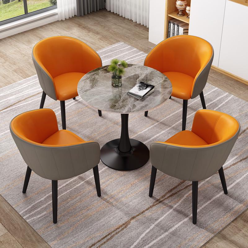 岩板餐桌洽谈桌椅组合轻奢小圆桌阳台奶茶店咖啡厅休闲接待小茶桌