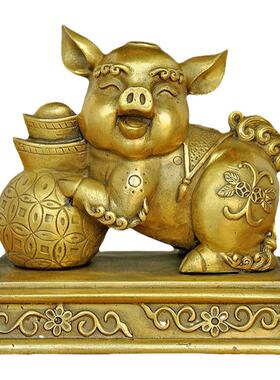 纯铜猪摆件一对生肖金猪吉祥物