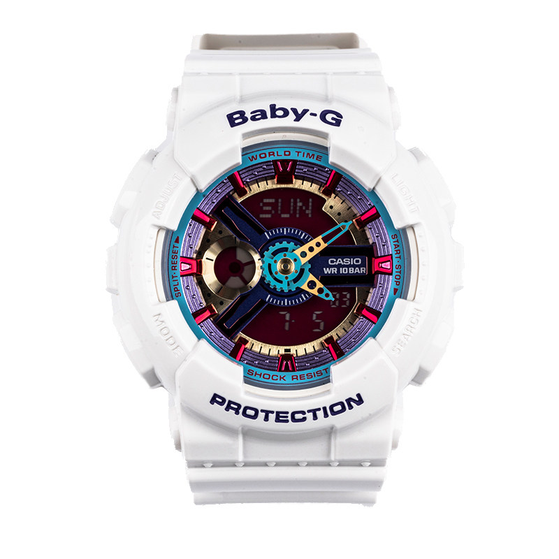 卡西欧babyg运动黑白彩虹小表盘