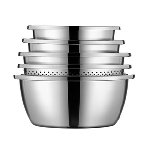 不锈钢盆套装厨房洗菜盆沥水篮加厚家用漏盆和面盆五件套汤盆套盆