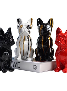 创意高档欧式斗狗动物模型摆件