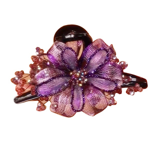 韩国花朵抓夹后脑勺盘发马尾鲨鱼夹大号发抓轻奢中式发卡妈妈头花