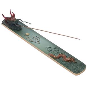 青龙复古全铜线香插家用檀香卧香盒室内沉香茶道品香底座焚香盘托