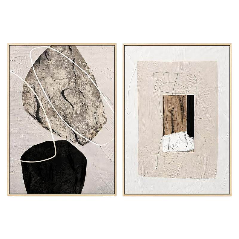 现代简约抽象几何三联装饰画