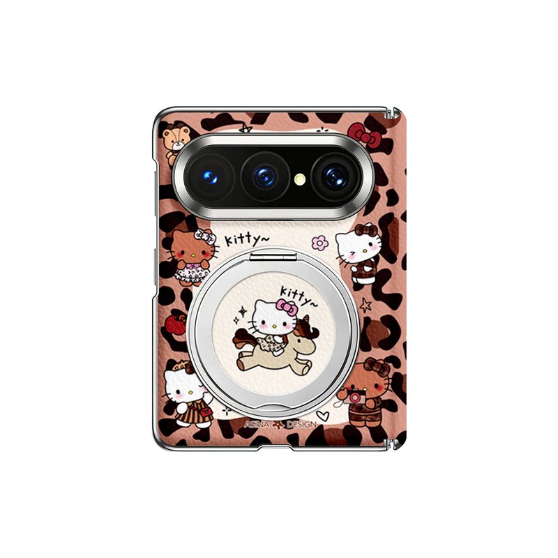 豹纹猫咪适用华为PuraXMax手机壳磁吸带支架小折叠阔PURA典藏版全包Max中轴保护套防摔超薄purax2可爱新款