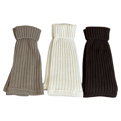 秋季保暖翻口纯色袜套喇叭口韩风针织堆堆袜腿套ins坑条纹袜套