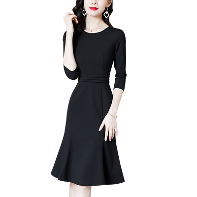 千娜儿鱼尾裙连衣裙通勤淑女简约