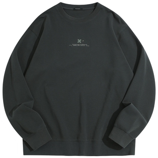 太平鸟男装重磅肌理双面布提花卫衣秋季撞色花卉刺绣上衣