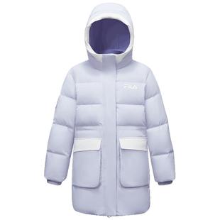 FILA KIDS斐乐童装女大童羽绒服2025冬新款儿童保暖中长连帽外套