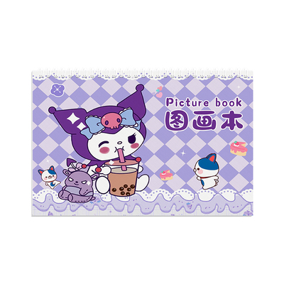 幼儿园专用加厚画画本小学生专用一二三年级图画本线圈高颜值绘画本空白美术本涂色本儿童库洛米素描本带贴纸