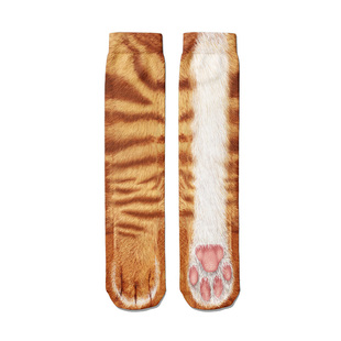 3D仿真猫爪肉垫中筒袜可爱搞笑趣味情侣亲子动物脚踢袜子整蛊朋友