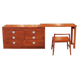 新中式斗柜书桌一体卧室花梨木梳妆台刺猬紫檀斗柜大果紫檀可定制