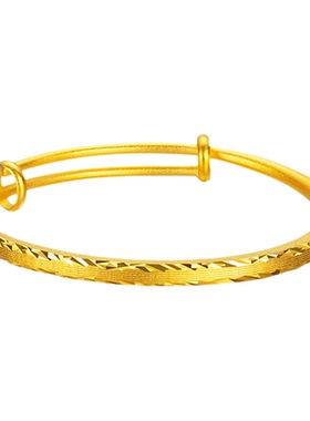 复古古法推拉车边黄金色女士手镯