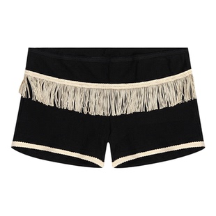 Praying Tassle Shorts 潮流复古女士黑色流苏短裤棉 26秋季新款